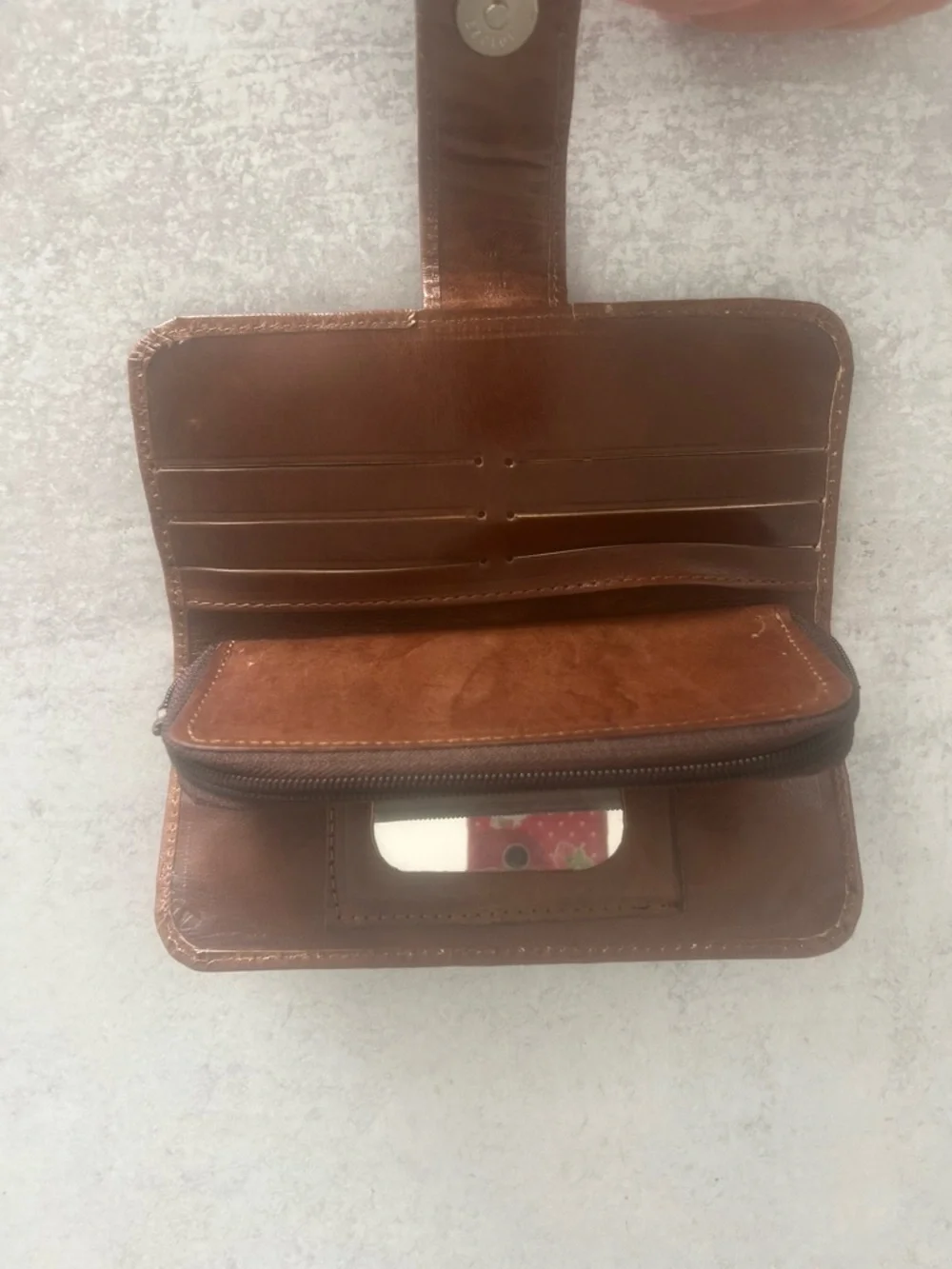 Brown Floral Tooled Leather Wallet - Women Accessories